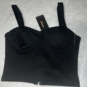Black corset like top with sip up back